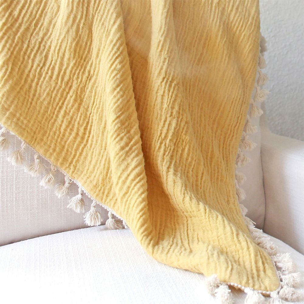 Crane Baby - 6 Layer Muslin Blanket - Ochre