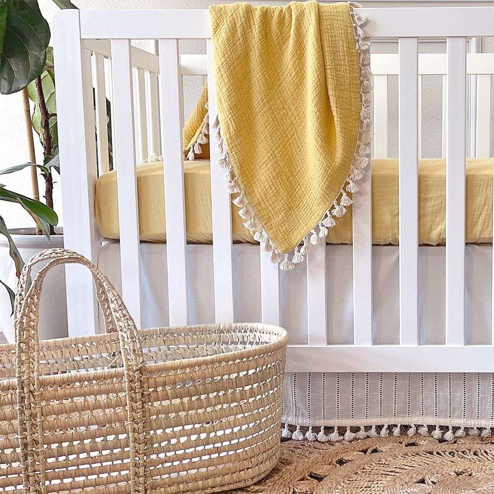 Crane Baby - 6 Layer Muslin Blanket - Ochre