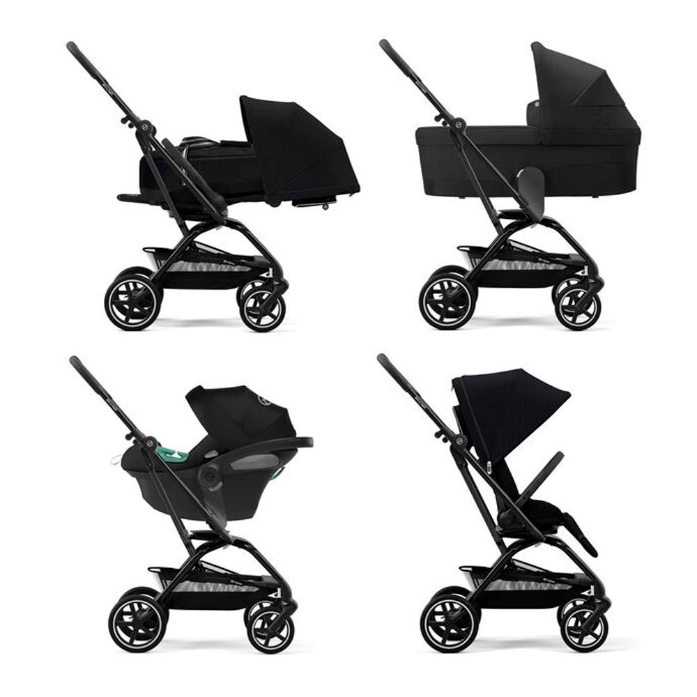 Cybex - Eezy S Twist+2 Black Frame Stroller - Moon Black