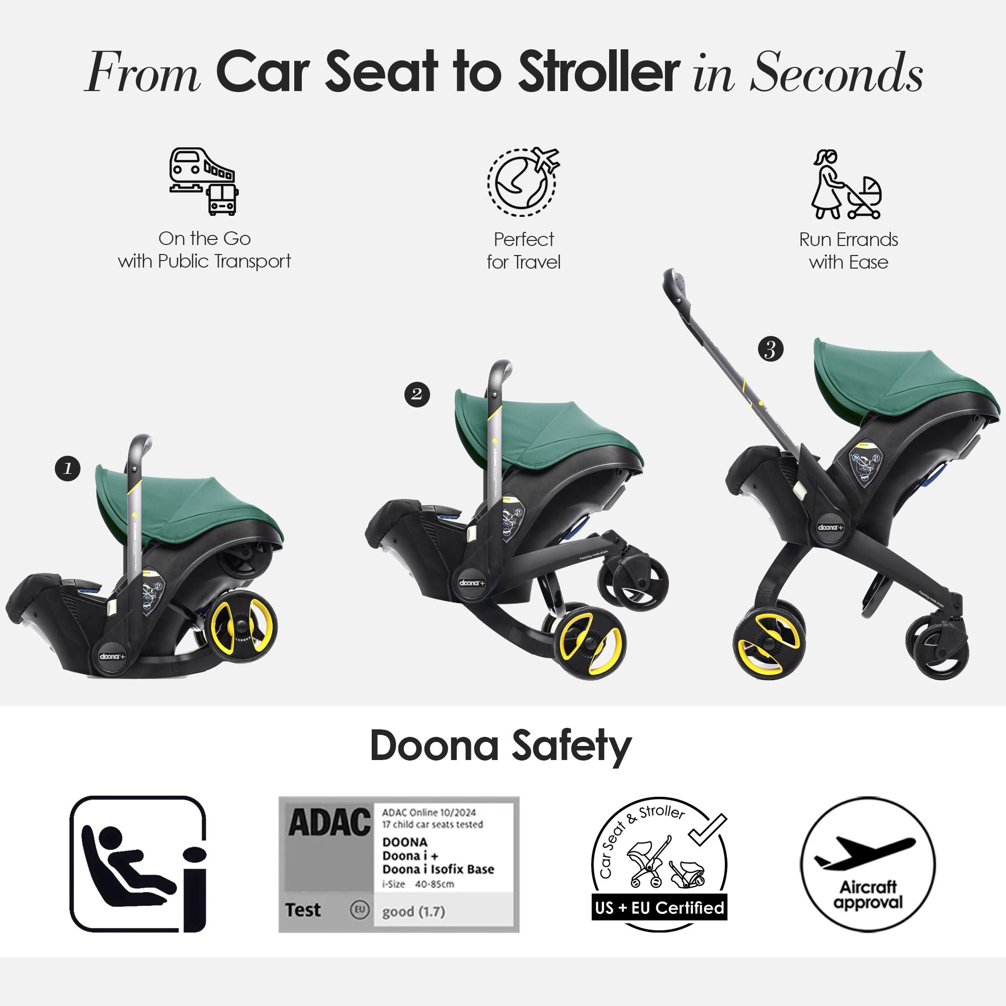 Doona - Infant Car Seat and Stroller - Racing Green