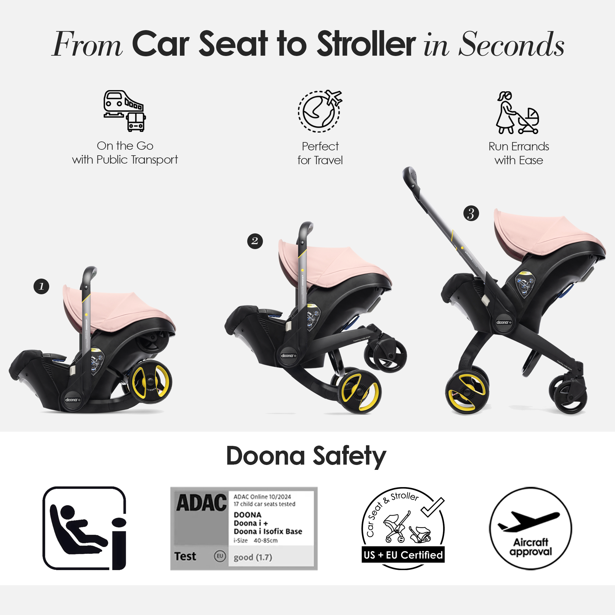 Doona - Infant Car Seat and Stroller - Blush Pink