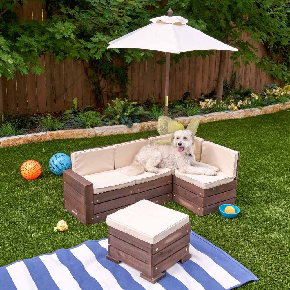 Kidkraft - Outdoor Sectional Ottoman & Umbrella Set - Bear