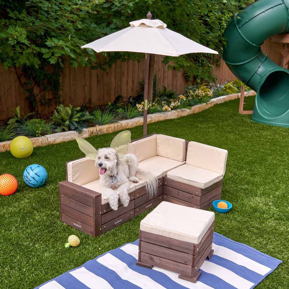 Kidkraft - Outdoor Sectional Ottoman & Umbrella Set - Bear