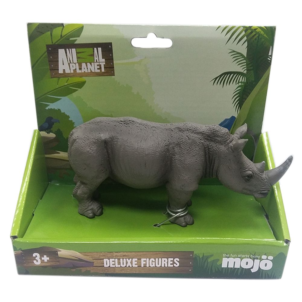 Animal Planet - Mojo White Rhinoceros Toy Figure - Black