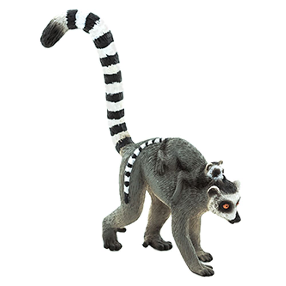 Animal Planet - Mojo Lemur with Baby Toy Figure - Grey