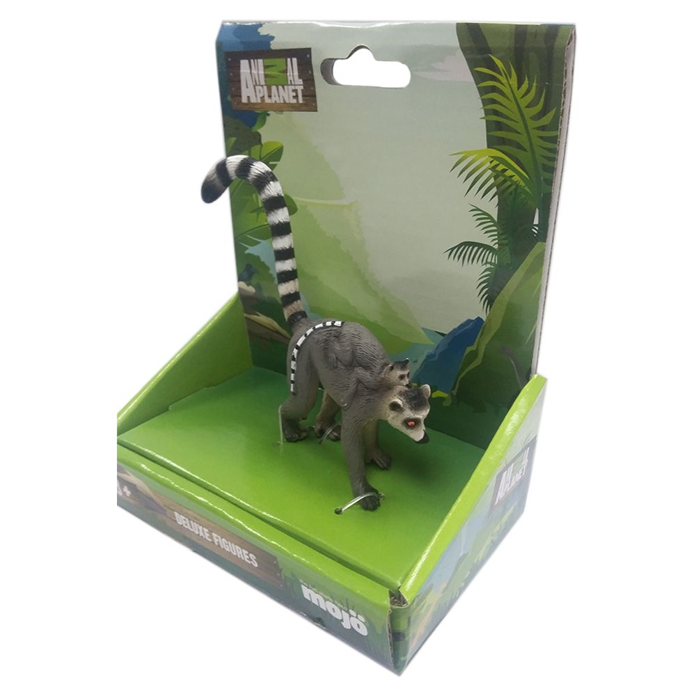 Animal Planet - Mojo Lemur with Baby Toy Figure - Grey