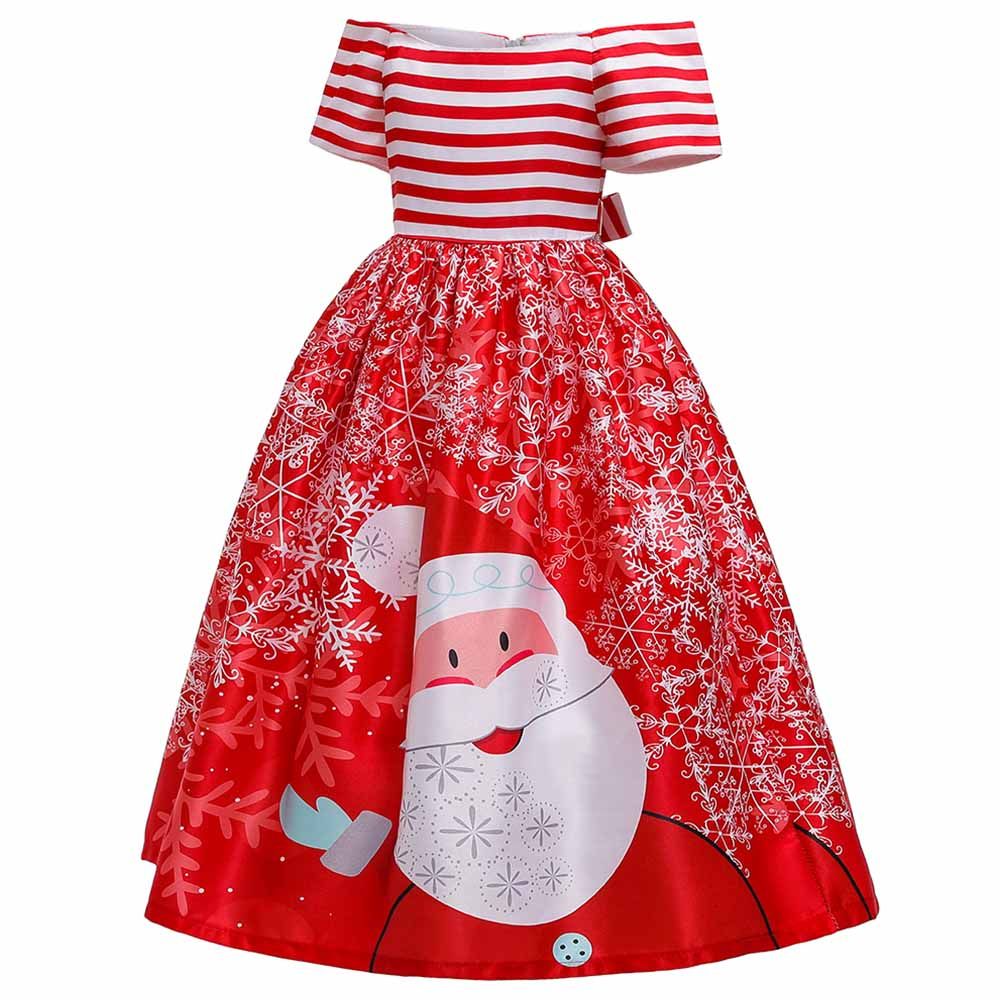 D'Daniela - Christmas Printed Santa Dress - Red