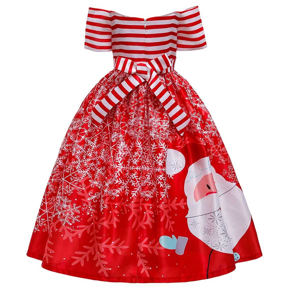 D'Daniela - Christmas Printed Santa Dress - Red