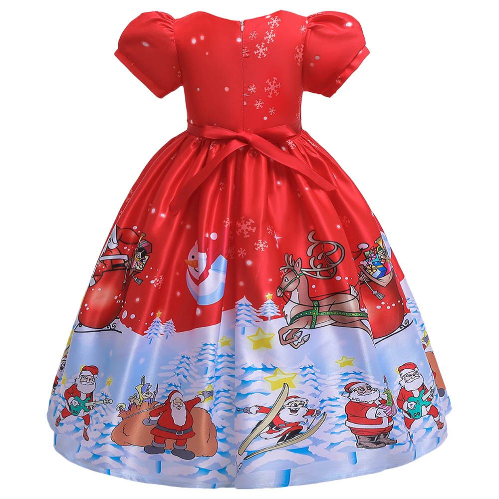 D'Daniela - Christmas Party Dress w/ Short Sleeves - Red