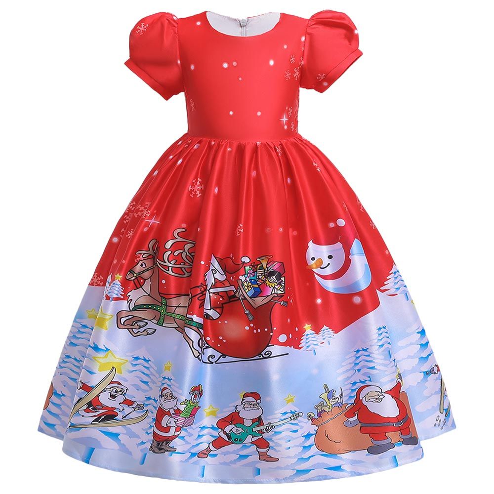 D'Daniela - Christmas Party Dress w/ Short Sleeves - Red