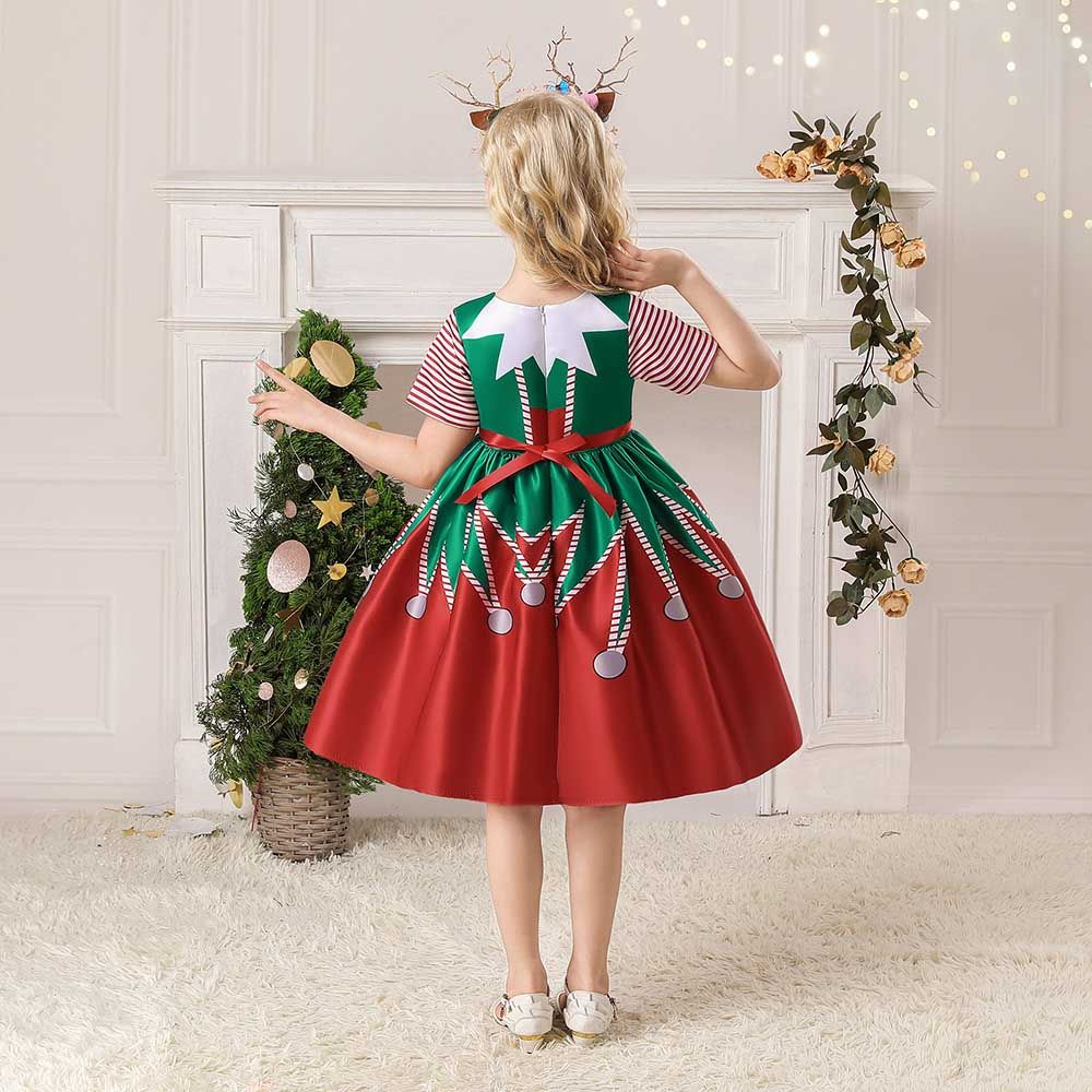 D'Daniela - Christmas Elf Costume Dress - Green & Red