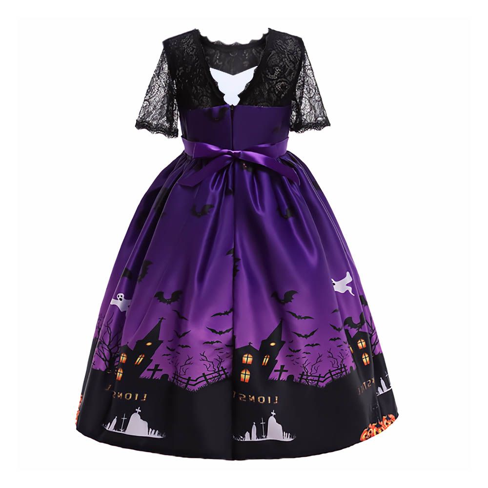 Ddaniela - Halloween Printed Long Dress - Purple