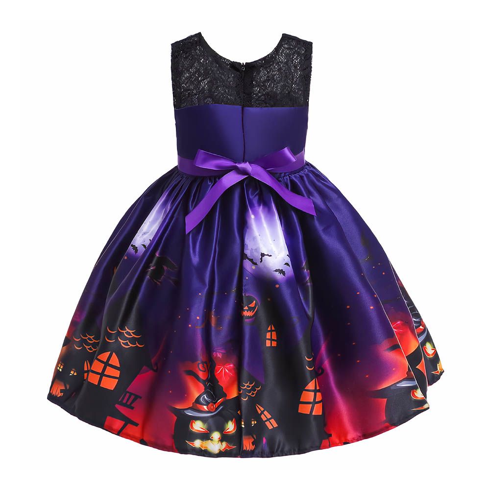 Ddaniela - Halloween Printed Sleeveless Dress - Purple