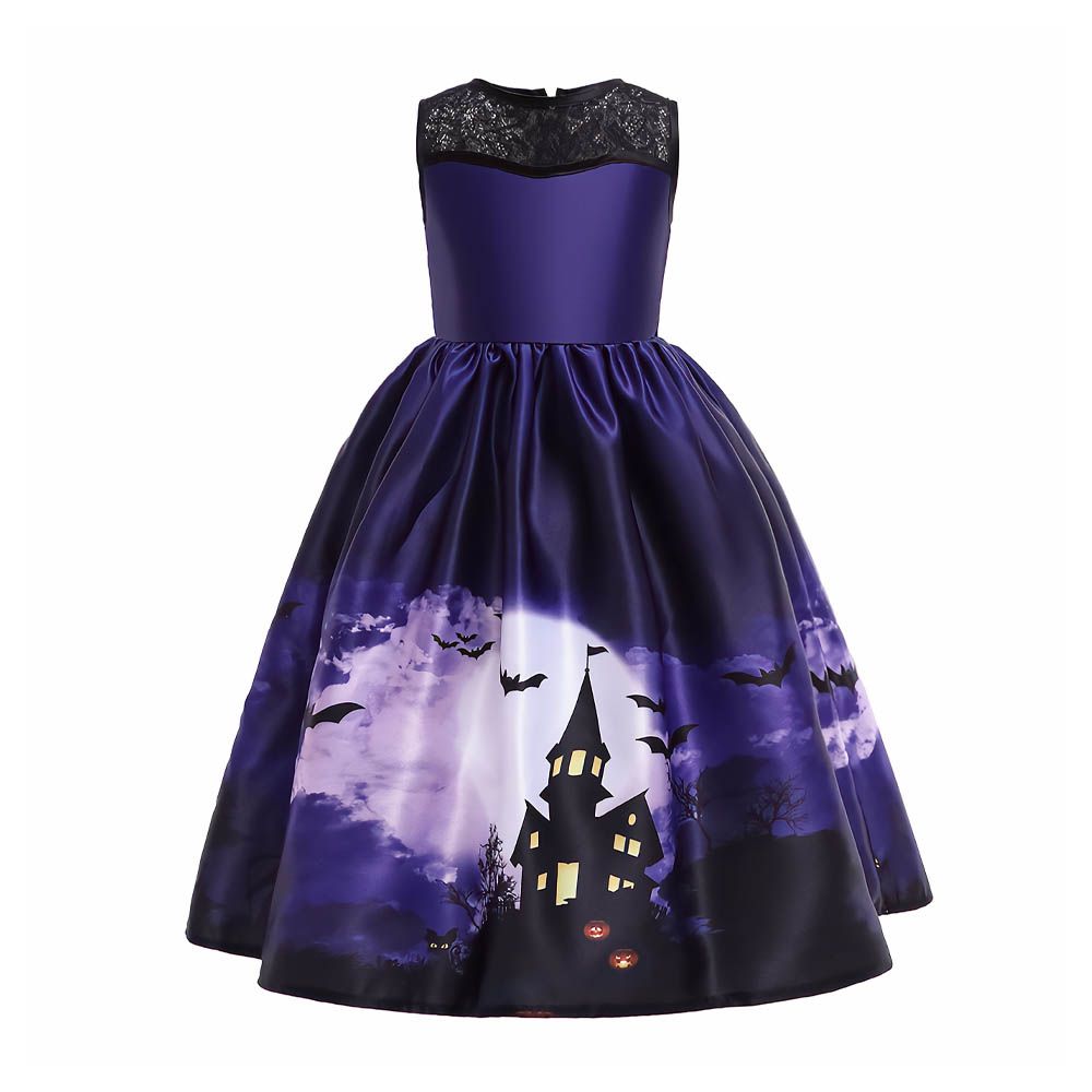 Ddaniela - Halloween Printed Sleeveless Dress - Blue