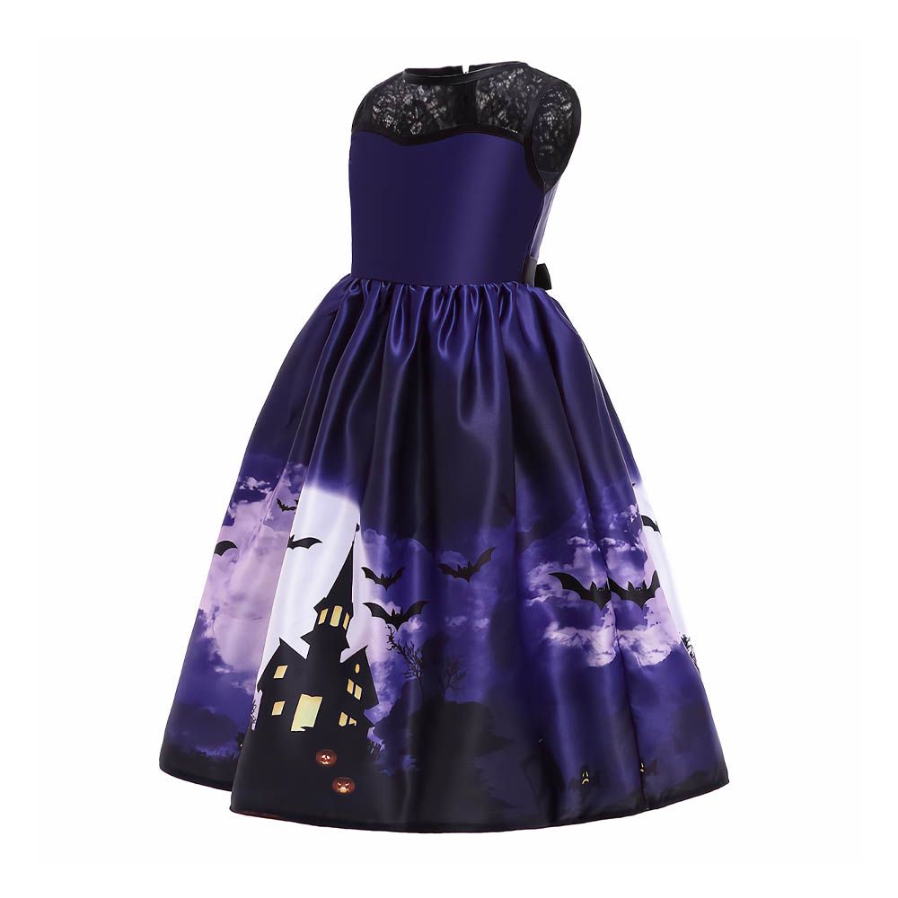 Ddaniela - Halloween Printed Sleeveless Dress - Blue