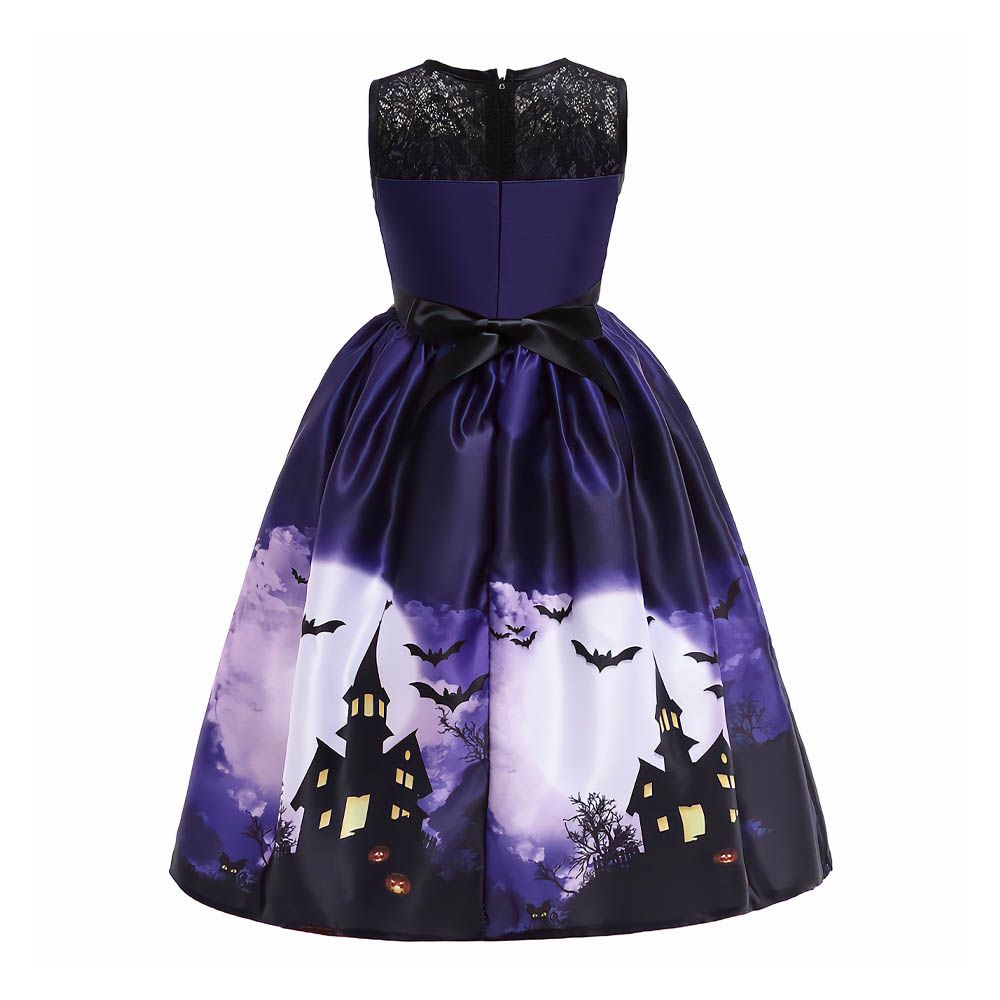 Ddaniela - Halloween Printed Sleeveless Dress - Blue