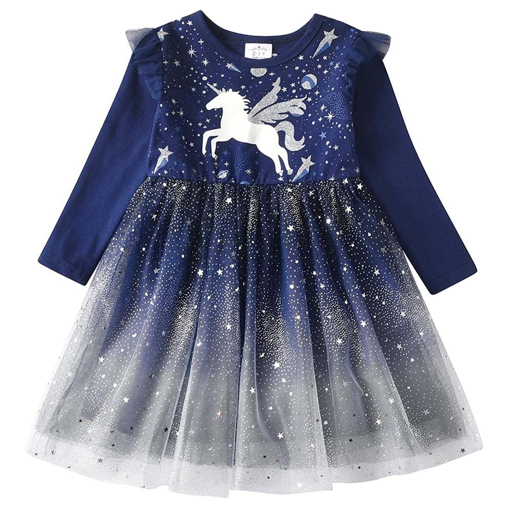 D' Daniela - Unicorn w/ Stars Dress - Dark Blue