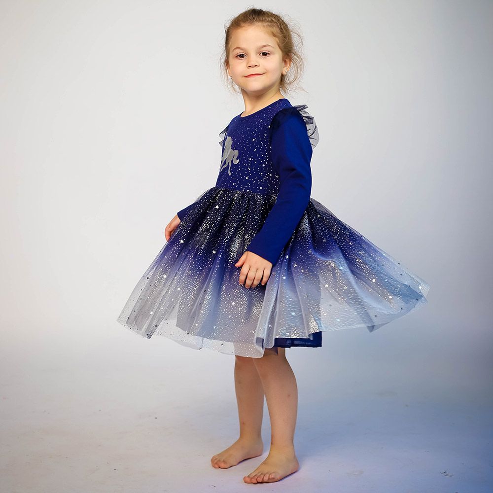 D' Daniela - Unicorn w/ Stars Dress - Dark Blue