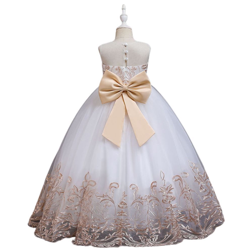 D' Daniela - Lace Applique Ball Gown - Champagne 