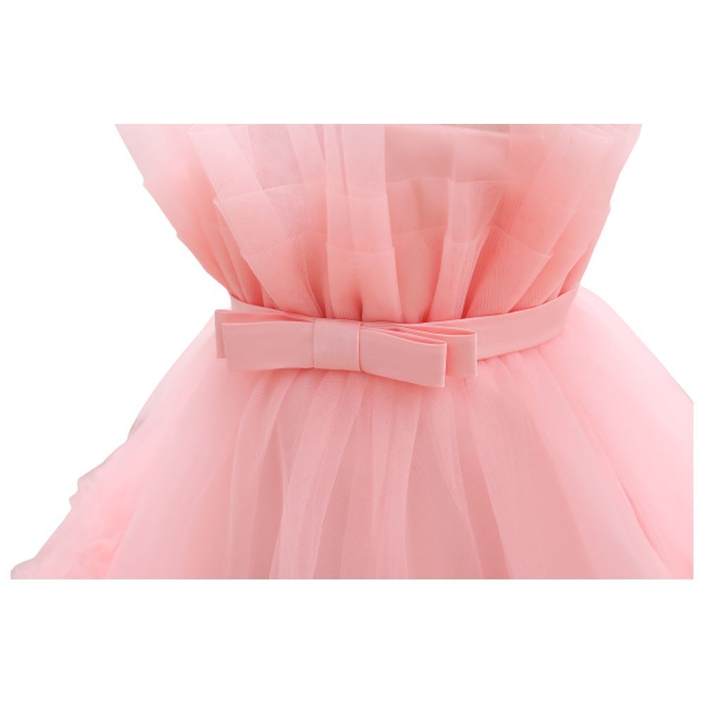 D' Daniela - Toddler Girls Bow Front Mesh Gown - Pink