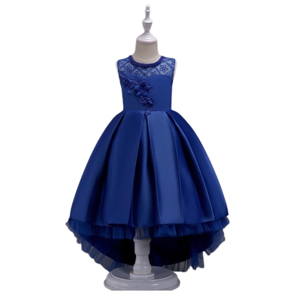 D' Daniela - Long Tail Flower Girl Dress - Blue