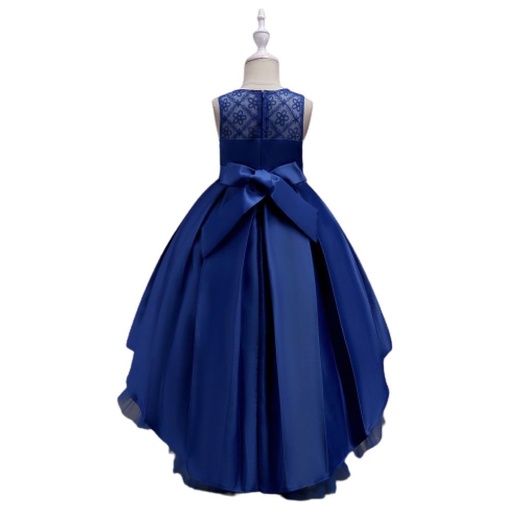 D' Daniela - Long Tail Flower Girl Dress - Blue