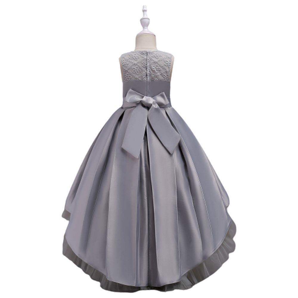 D' Daniela - Long Tail Flower Girl Dress - Grey