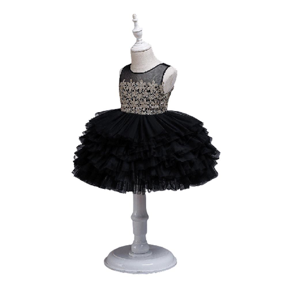 D' Daniela - Baby Girl Tutu Lace Dress - Black