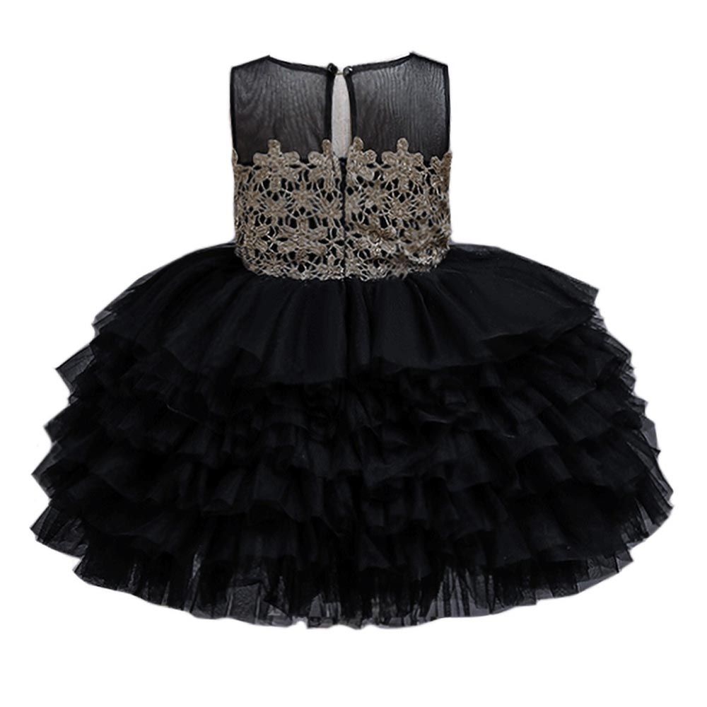 D' Daniela - Baby Girl Tutu Lace Dress - Black