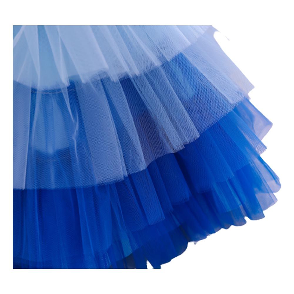 D' Daniela - Toddler Bow Front Ombre Layered Gown - Blue