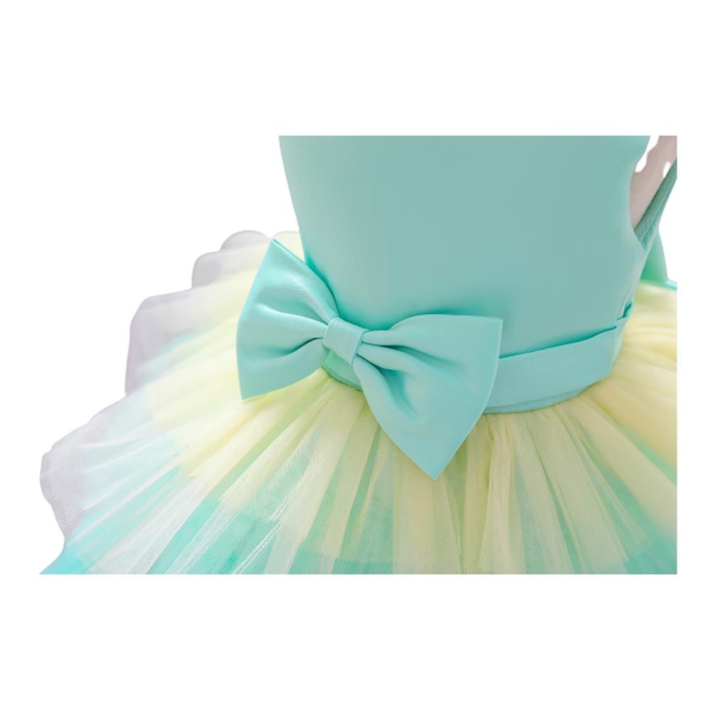 D' Daniela - Toddler Bow Front Ombre Layered Gown - Green