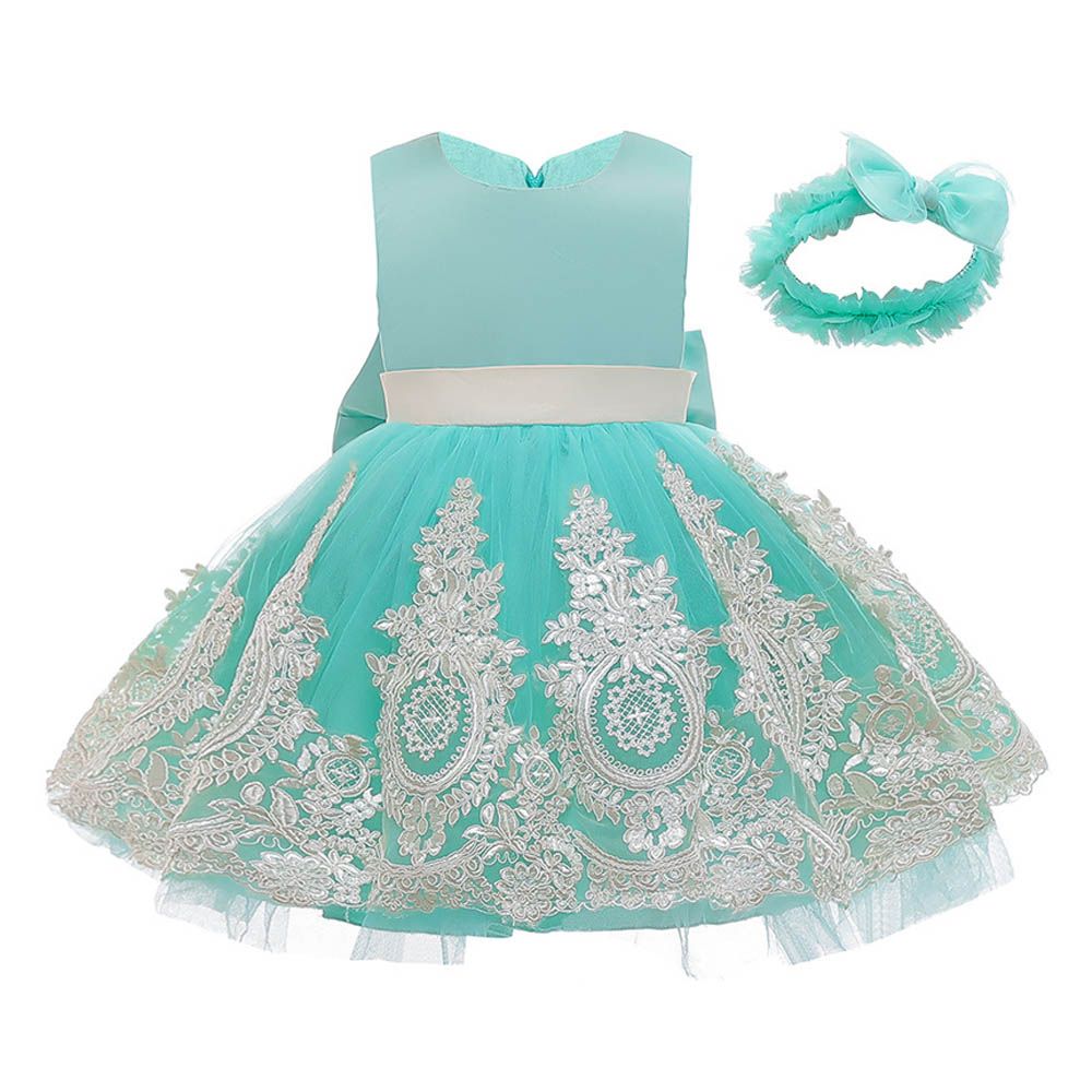 Ddaniela - Little Girl Princess Dress W/Headband - Green