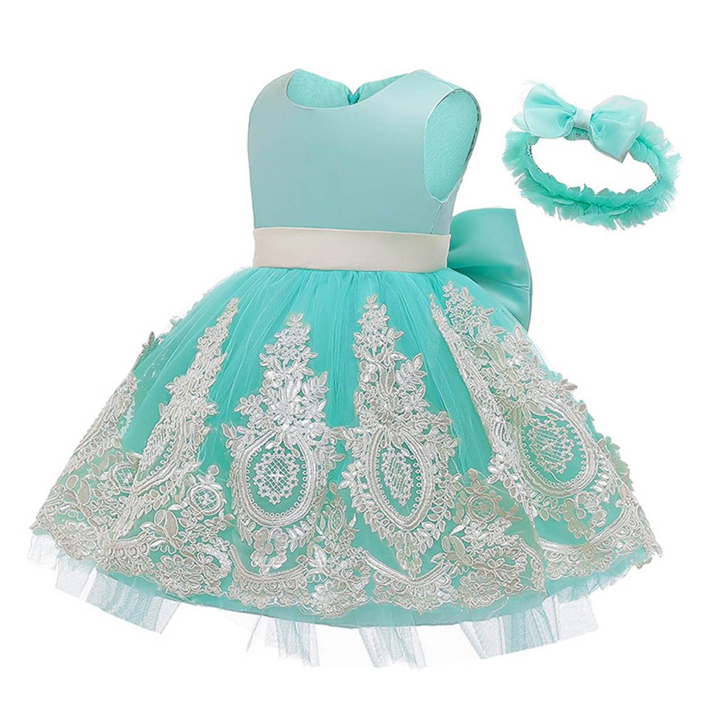 Ddaniela - Little Girl Princess Dress W/Headband - Green