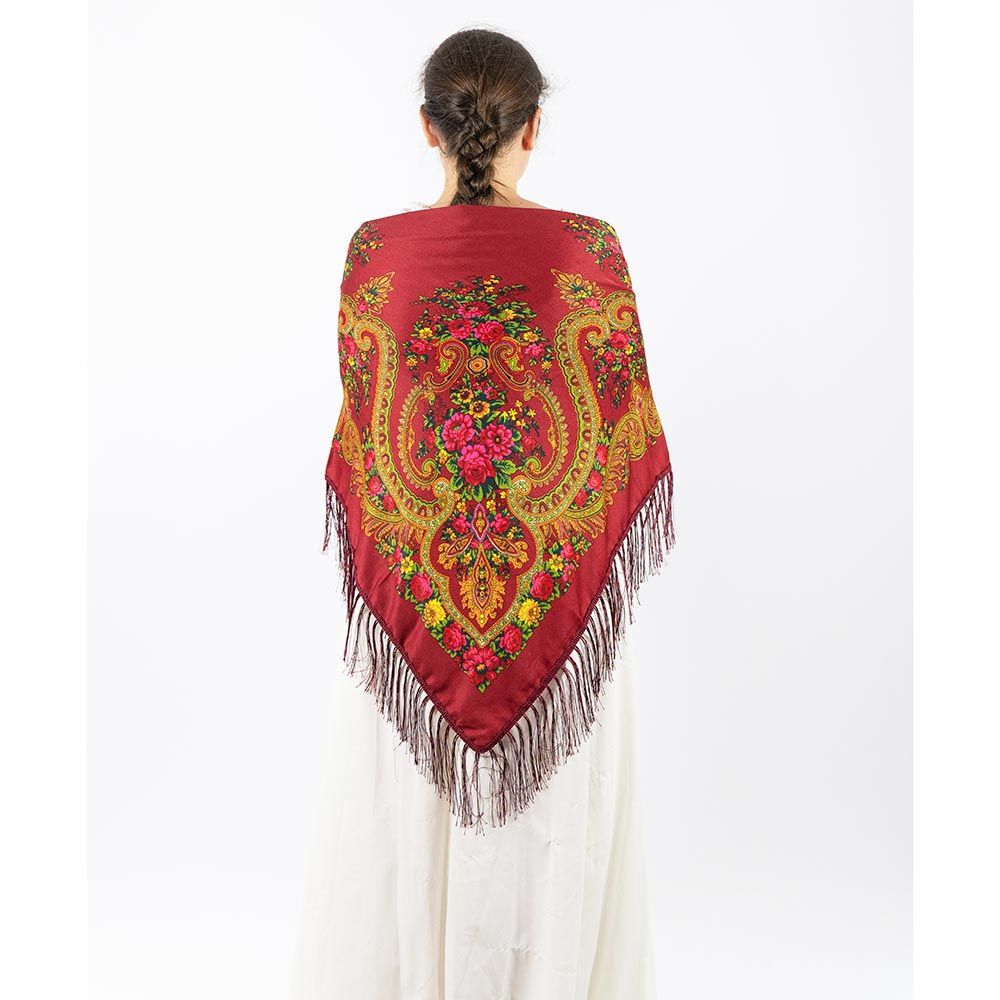 D' Daniela - Traditional Print Shawl - M - Red