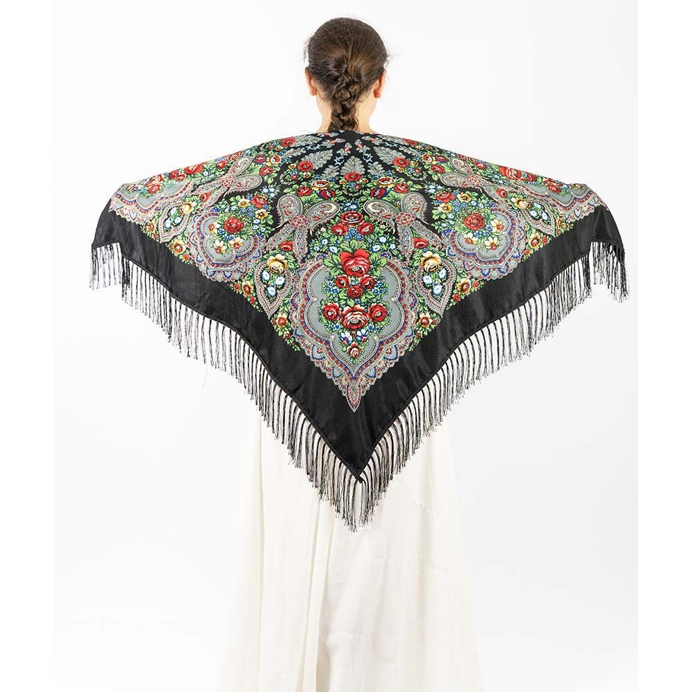 D' Daniela - Traditional Print Shawl - M - Black