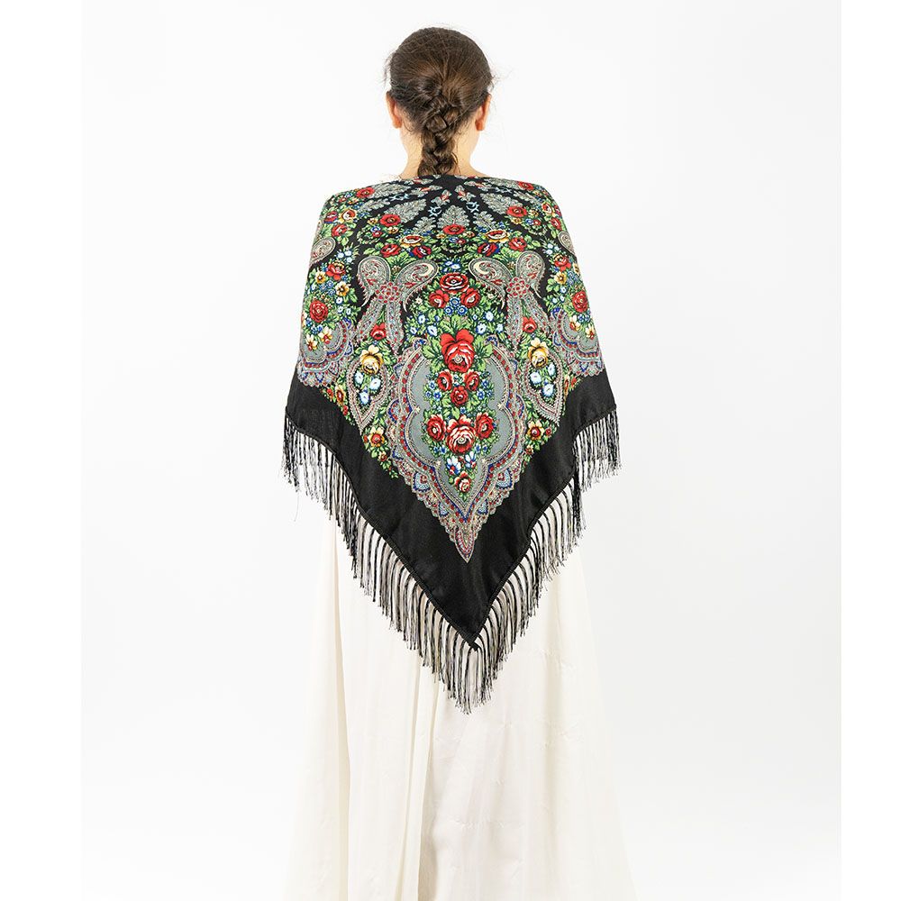 D' Daniela - Traditional Print Shawl - M - Black