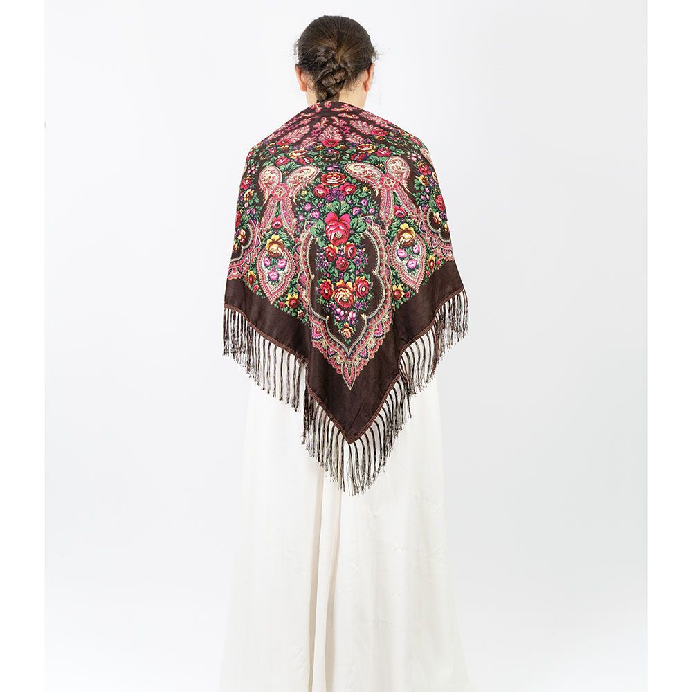 D' Daniela - Traditional Print Shawl - M - Brown