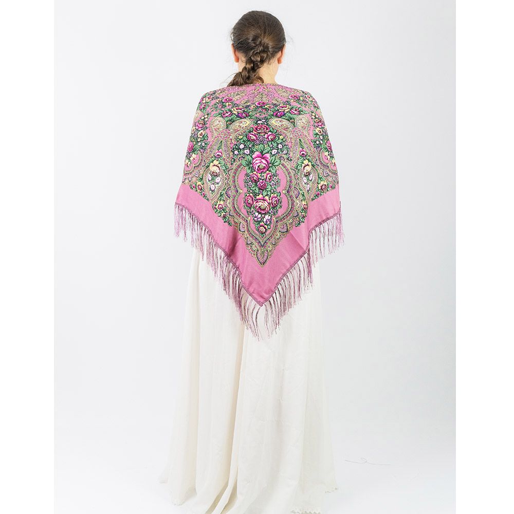 D' Daniela - Traditional Print Shawl - M - Dusty Pink