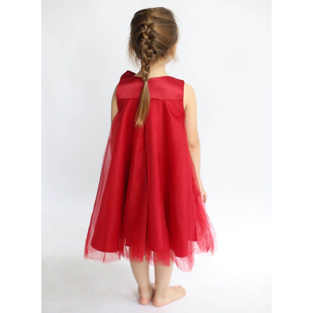 Ddaniela - Big Bow Front Party Dress - Red