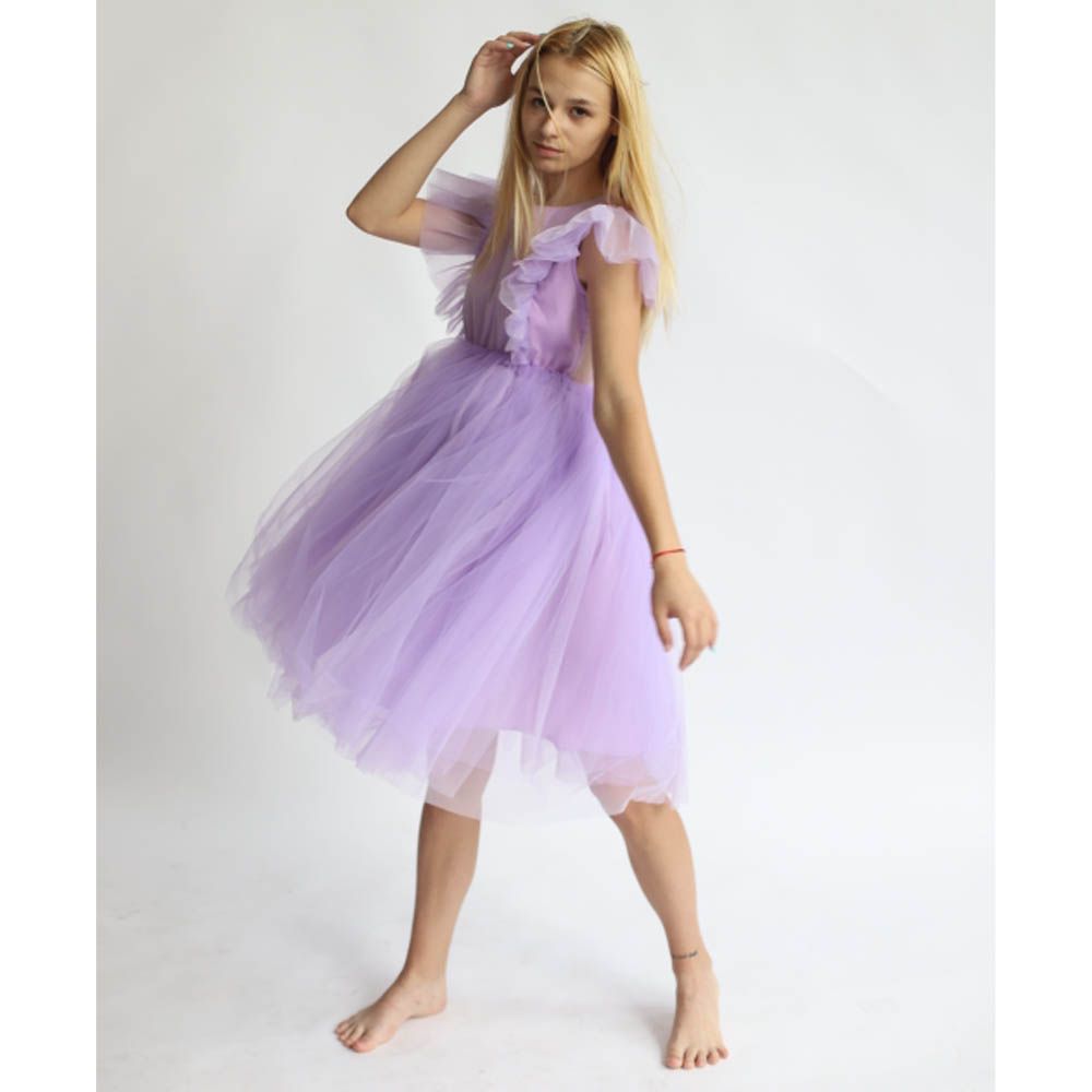 Ddaniela - Natalya Net Flared Dress - Violet