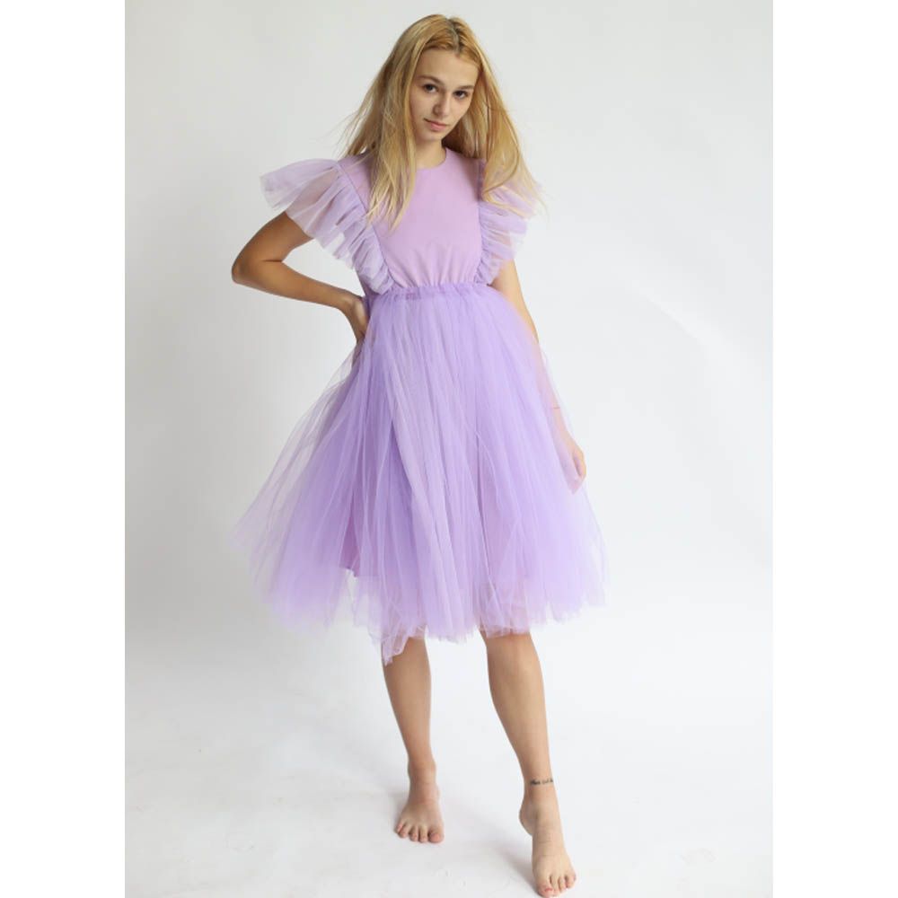 Ddaniela - Natalya Net Flared Dress - Violet