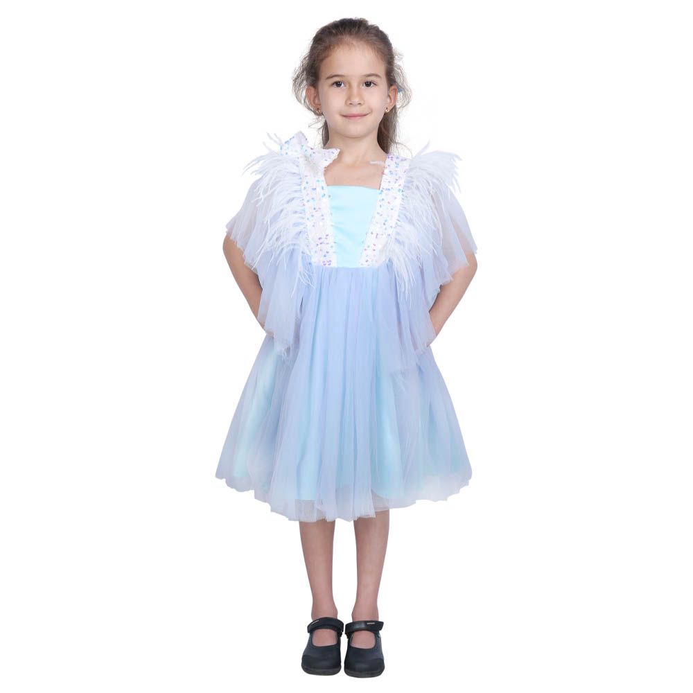 Ddaniela - Dragonfly Dress W/Sequins - Sky Blue Purple