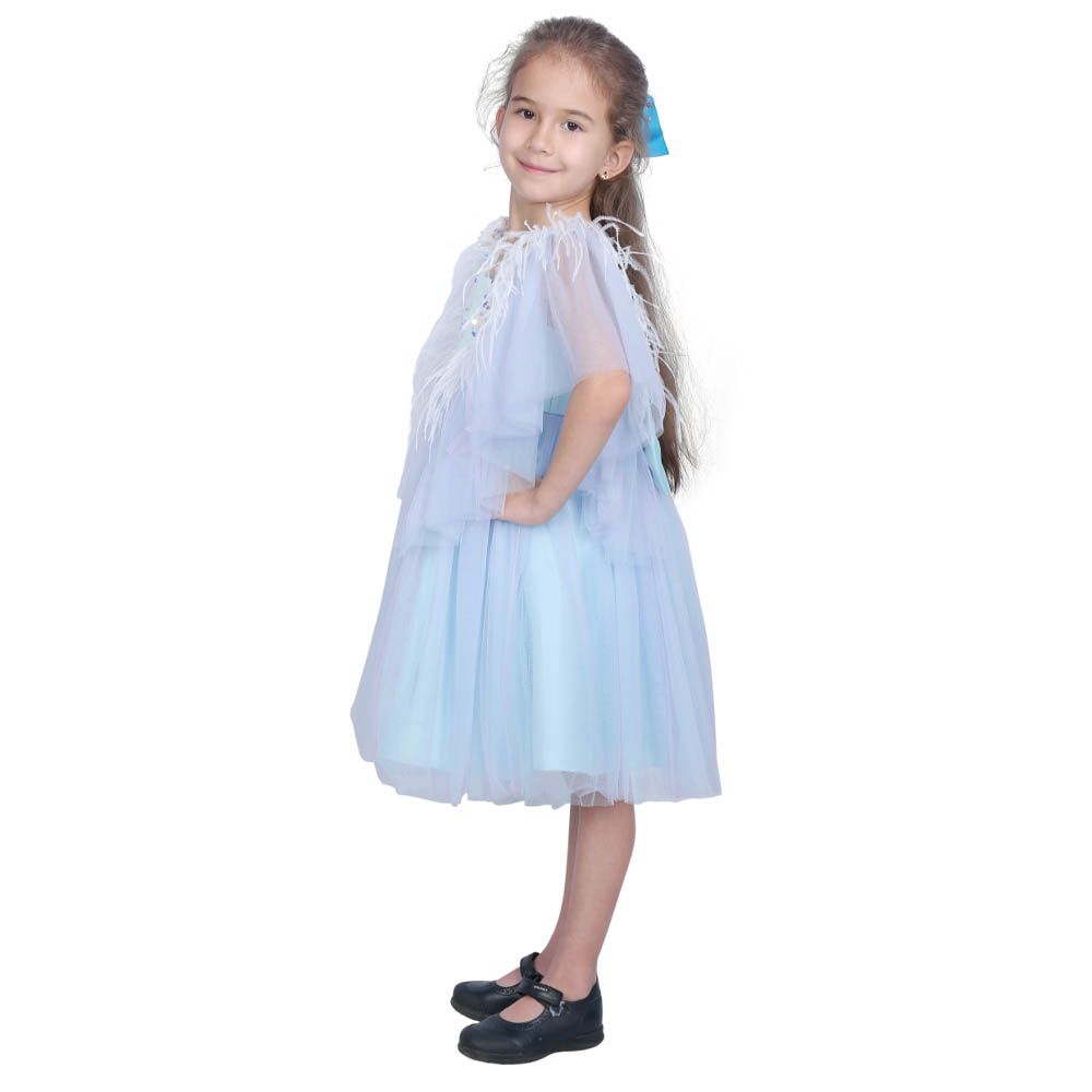 Ddaniela - Dragonfly Dress W/Sequins - Sky Blue Purple