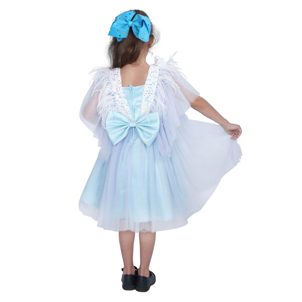 Ddaniela - Dragonfly Dress W/Sequins - Sky Blue Purple