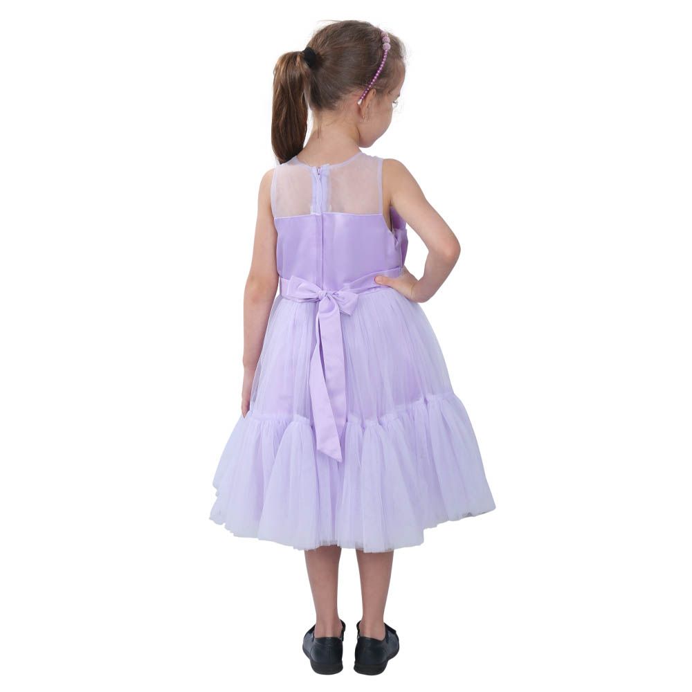 Ddaniela - Toddler Girls Bow Front Mesh Dress - Purple