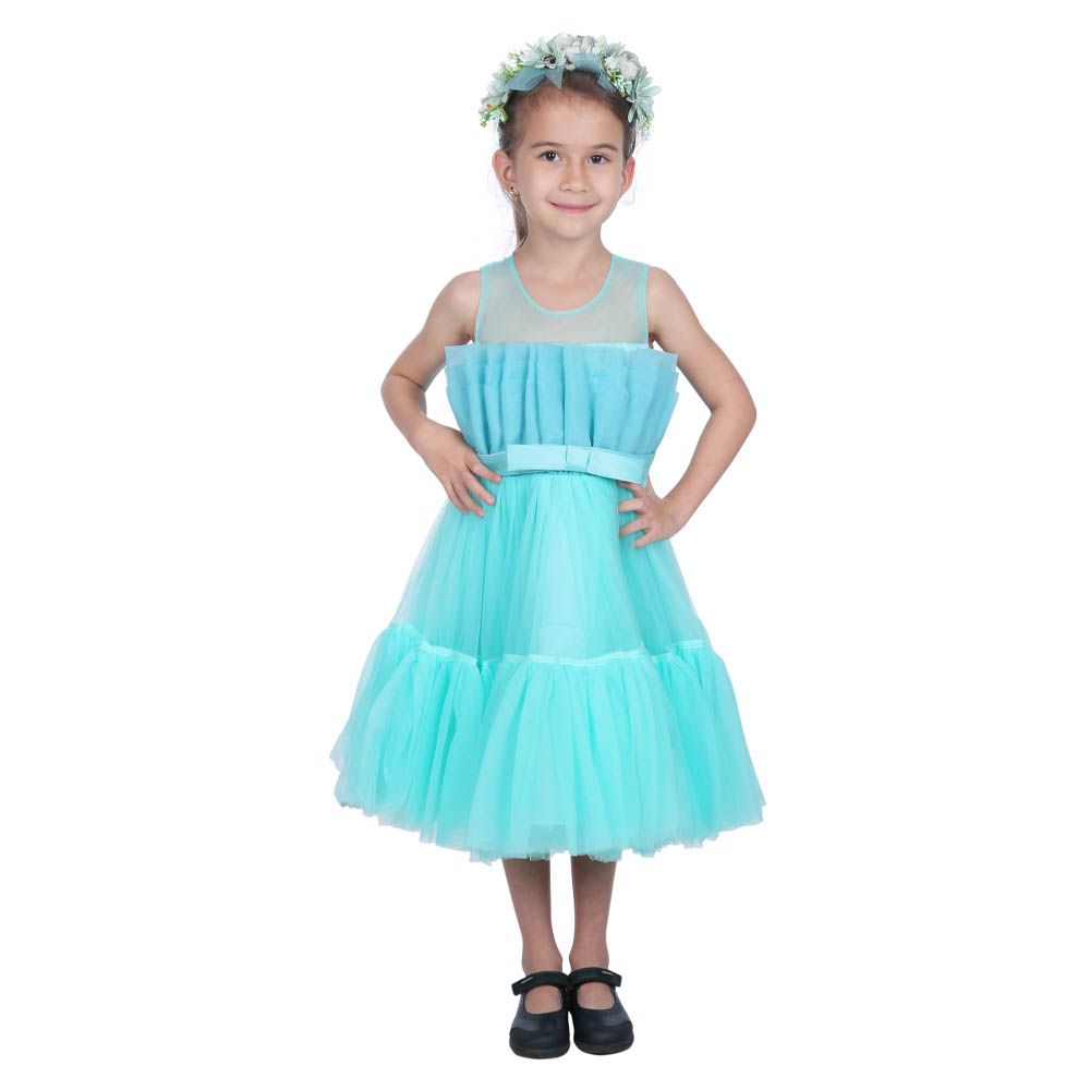 Ddaniela - Toddler Girls Bow Front Mesh Dress - Green