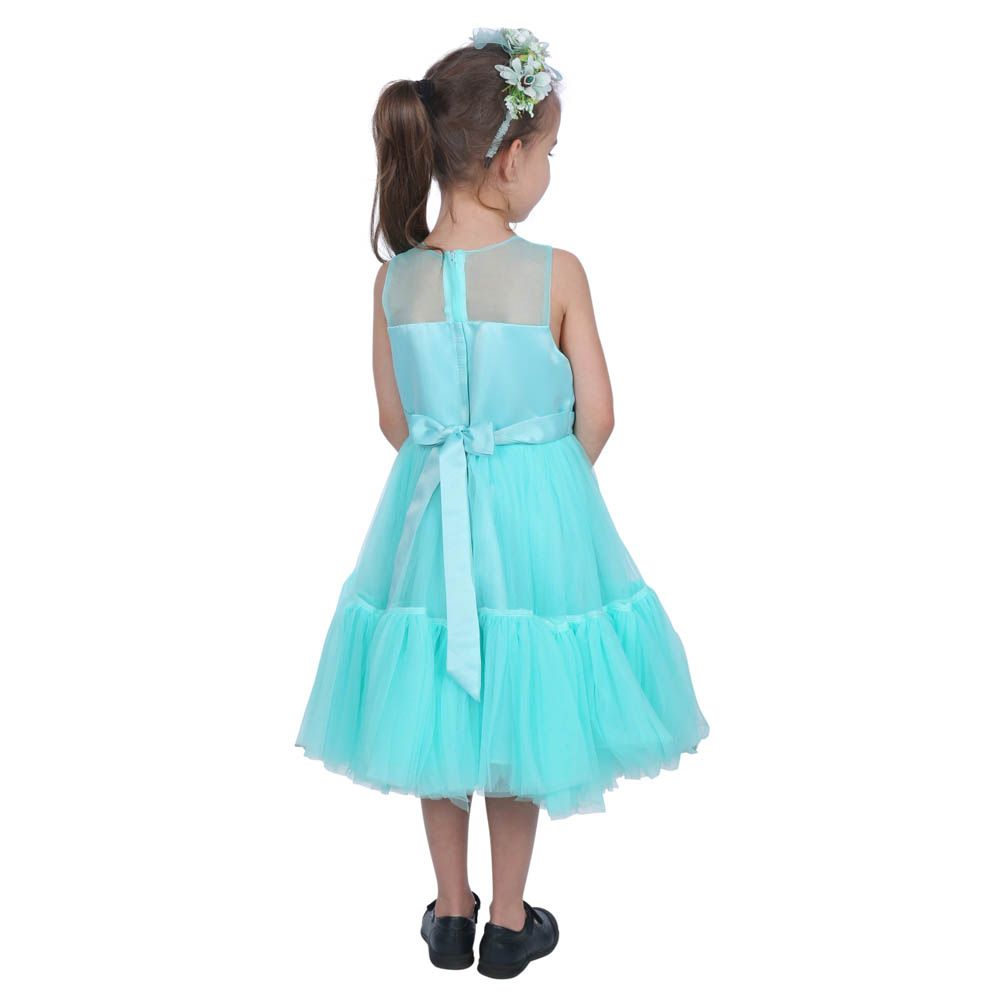 Ddaniela - Toddler Girls Bow Front Mesh Dress - Green