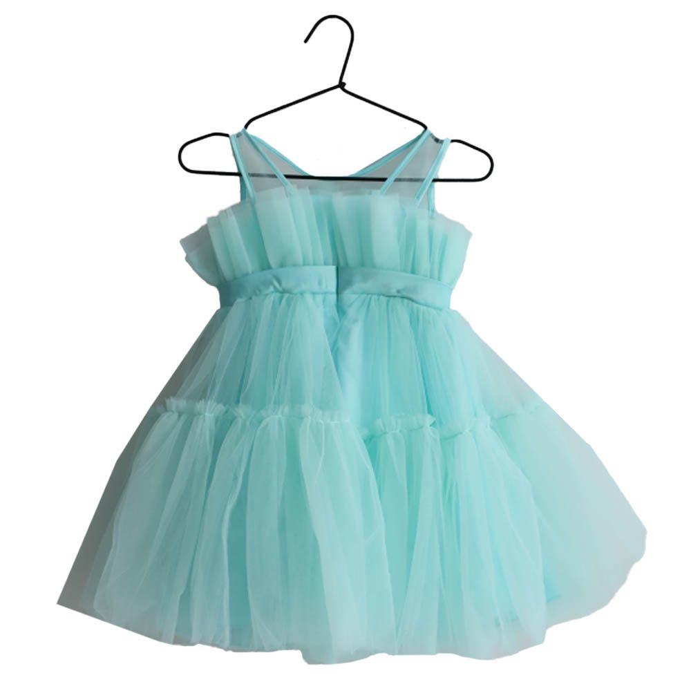 Ddaniela - Toddler Girls Bow Front Mesh Gown Dress - Green