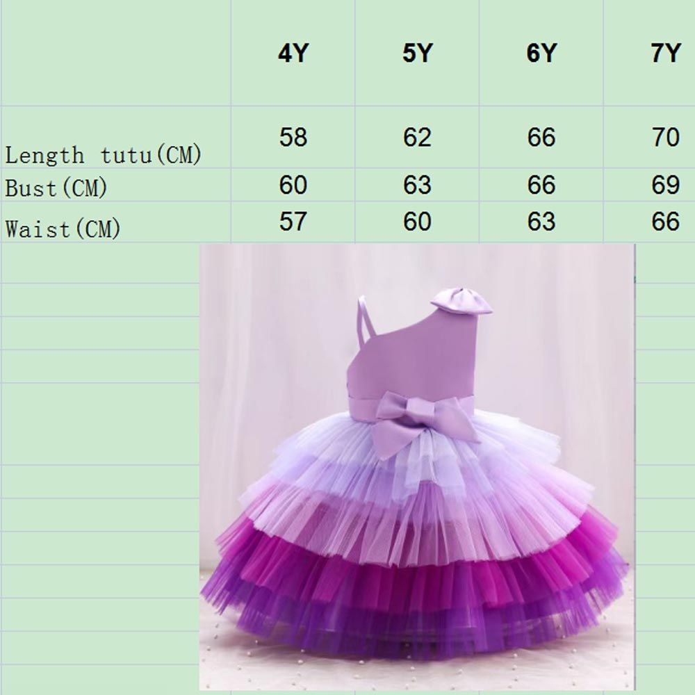 Ddaniela - Girls Bow Front Side Layered Dress - Purple