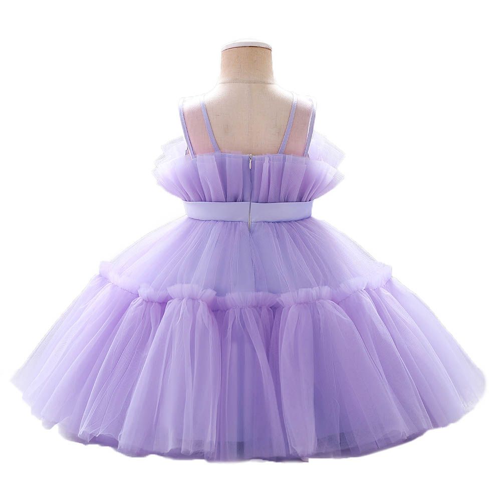 Ddaniela - Toddler Girls Bow Front Mesh Dress - Lavender